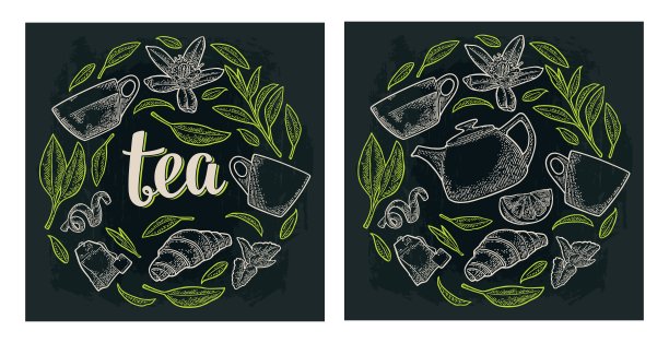 配刻字茶。向量的雕刻图片下载