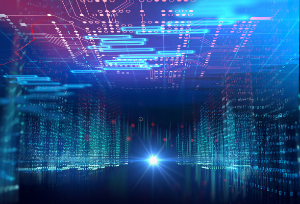 数字城市景观与数字元素插画图片下载