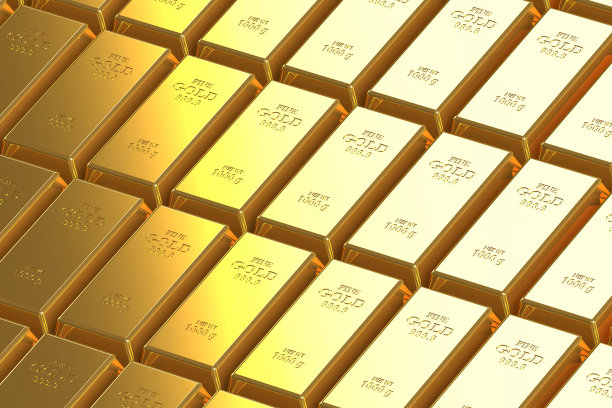 酒吧里的黄金。金条的背景。三维渲染图片下载