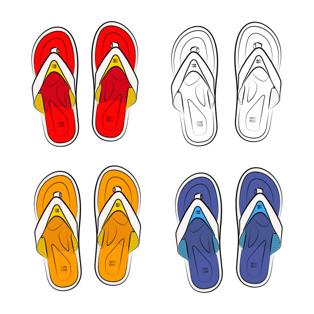 白色背景的越南拖鞋。矢量图图片下载