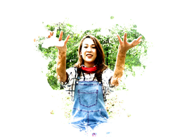 美丽女人快乐和微笑肖像水彩插画画背景。图片下载