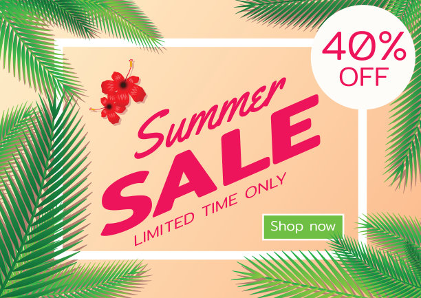 夏季特卖会以旗帜、海洋和海滩为主题，以其象征，现代时尚的设计图片下载