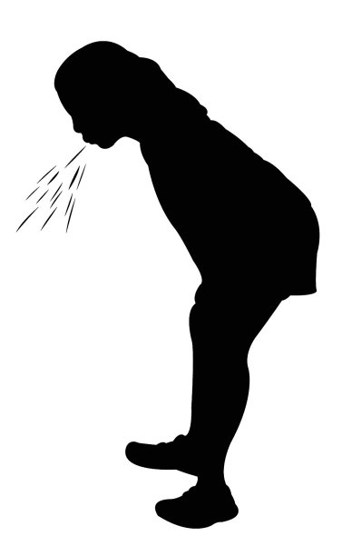 呕吐的孩子，矢量剪影图片下载