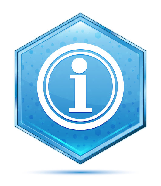 信息图标水晶蓝色六角形按钮图片下载