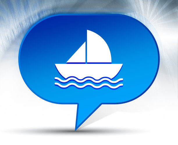 帆船图标蓝色气泡背景图片下载