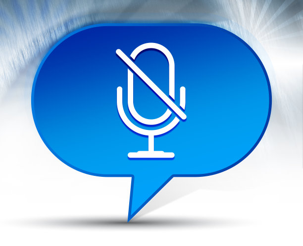 静音麦克风图标蓝色气泡背景图片下载