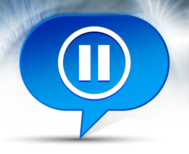 暂停图标蓝色气泡背景图片下载