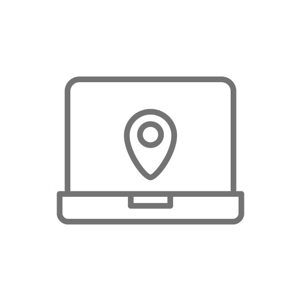 带有目的地标记、导航器、地理定位的笔记本电脑线性图标。图片下载