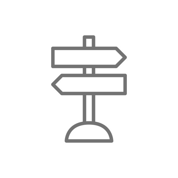 道路标志：目的地交通标志线性图标图片下载