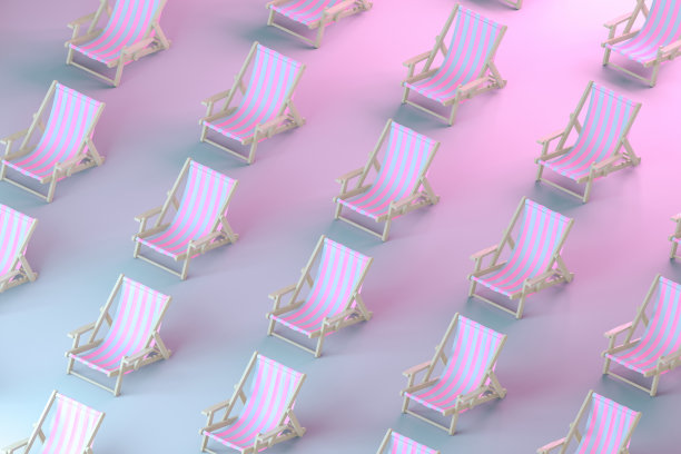 沙滩椅，等距视野，最小的夏季概念图片下载