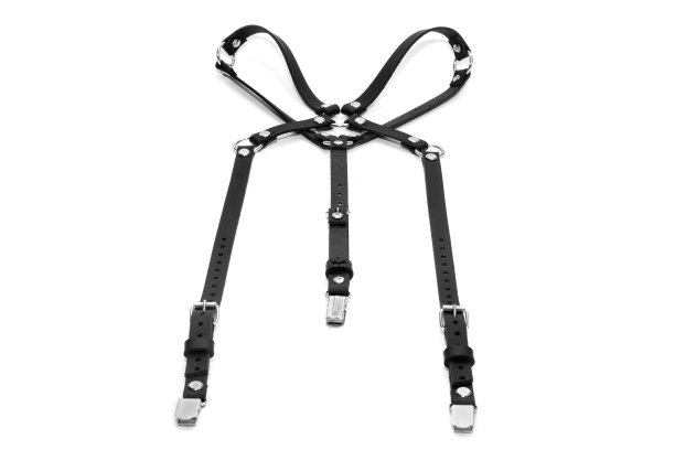 黑色皮革背带孤立的白色背景图片下载