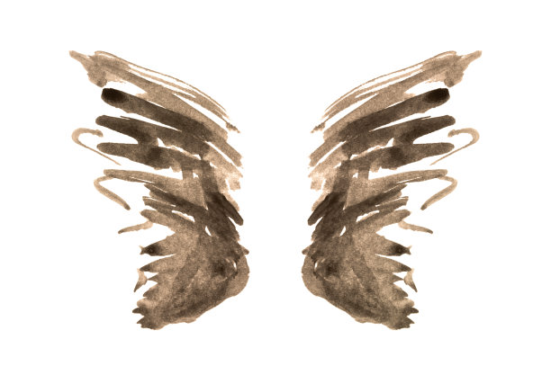 抽象的黑色水彩翅膀图片下载