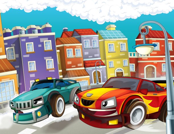 跑车在城市的郊区比赛图片下载