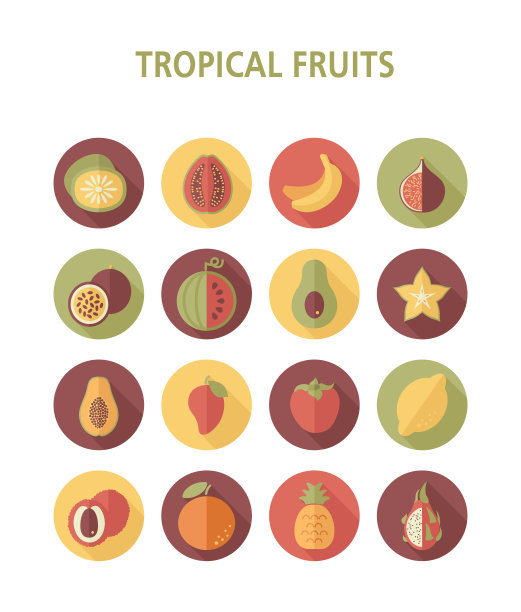 热带水果图标套装图片下载