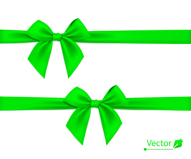 绿色蝴蝶结带丝带。图片下载