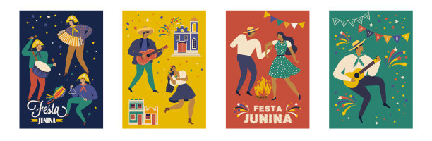 节日朱尼纳巴西六月节。向量模板。图片下载