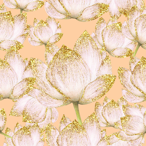 无缝植物金莲花图案图片下载