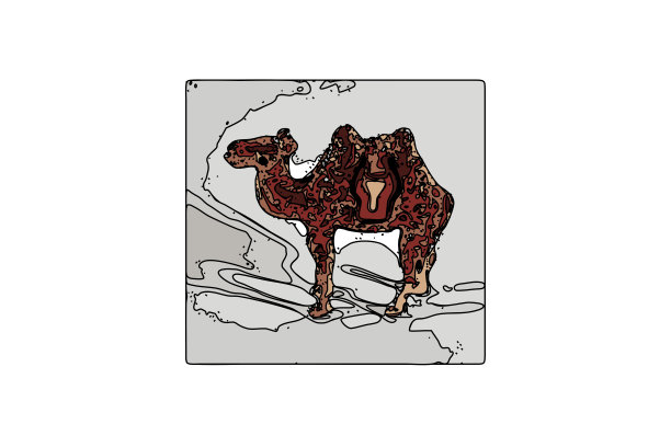 向量骆驼。来自沙漠的动物。阿拉伯的野生动物。埃及的动物,潦草。图片下载