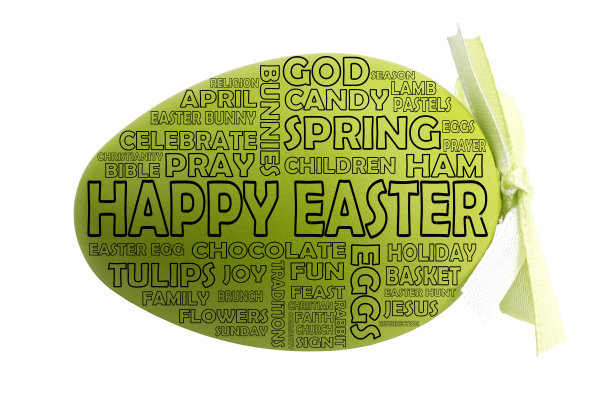 用绿色的复活节彩蛋来表达复活节快乐的主题图片下载