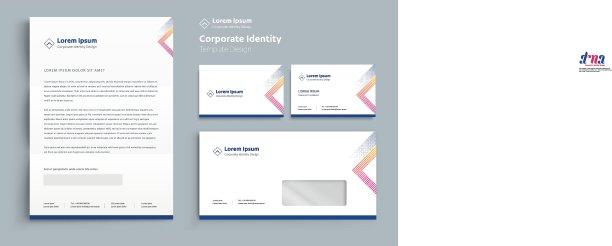 企业企业标识模板设计矢量抽象文具，礼品项目彩色促销纪念品元素。链接数字技术集，图片下载