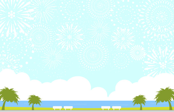 海滩风景与棕榈树矢量背景图片下载