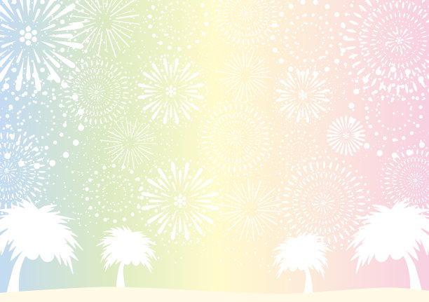 海滩风景与棕榈树矢量背景图片下载