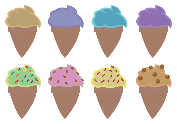 卡通冰淇淋蛋筒矢量插图图片下载