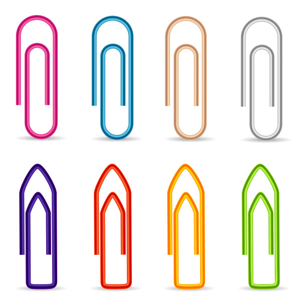 不同颜色和形状的回形针图片下载