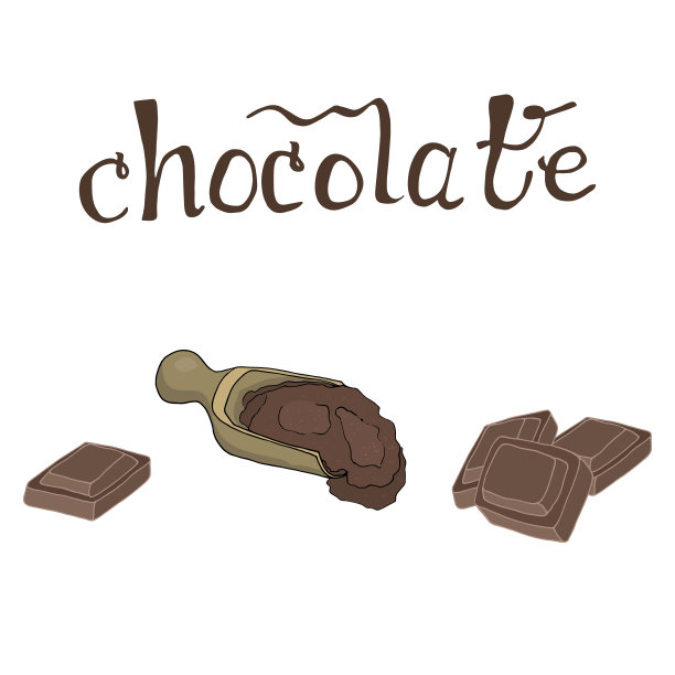 巧克力可可手绘矢量插图与字母图片下载