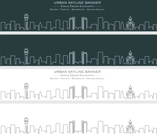 达累斯萨拉姆单线天际线旗帜图片下载