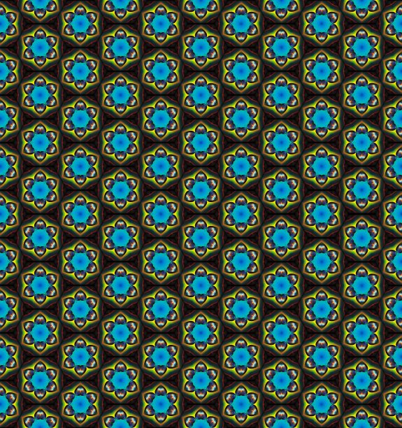 Heaxgone彩色发光的心重复模式的黑色背景图片下载