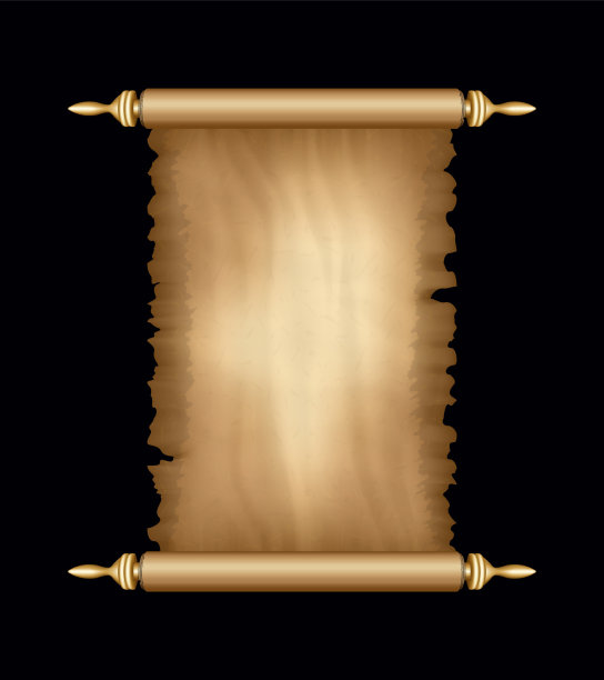 旧纸卷。垂直的羊皮纸。古莎草纸。纹理纸板横幅与空间为您的文本素材图片