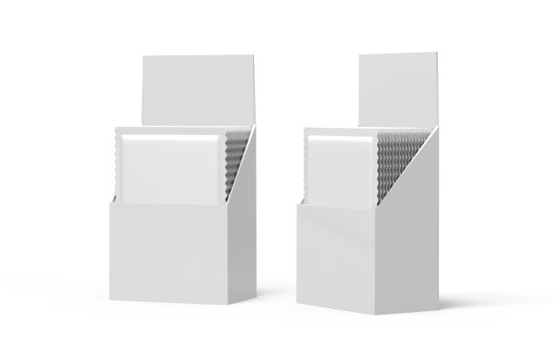 空白小袋包装食品，化妆品和卫生，袋展示盒模型在孤立的白色背景，3d插图模板图片下载