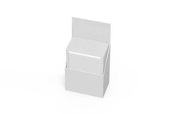 空白小袋包装食品，化妆品和卫生，袋展示盒模型在孤立的白色背景，3d插图模板图片下载