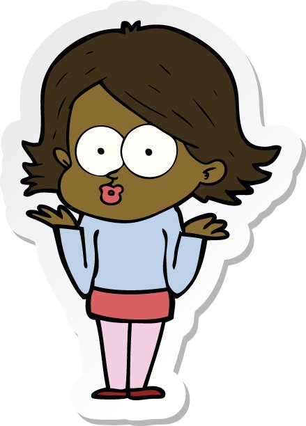 一个卡通女孩噘嘴的贴纸图片下载