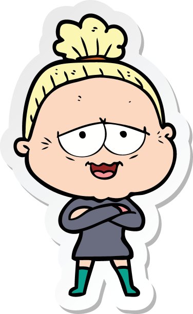 一个卡通快乐老太太的贴纸图片下载