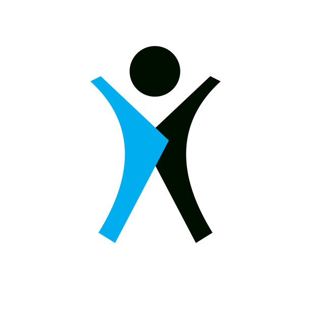 矢量插图激动抽象的人举起手来。成功的商业生涯抽象标志。企业发展的标志。自由创意偶像。图片下载