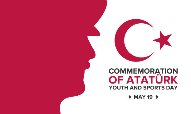 纪念阿塔图尔克，青年和运动日。每年5月19日庆祝。100年周年纪念日。土耳其的国定假日。海报、卡片、横幅和背景。矢量图图片下载