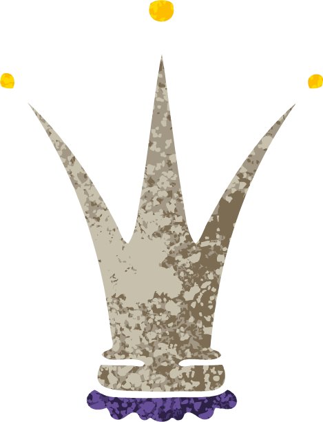 古怪的复古插画风格卡通黄金皇冠图片下载