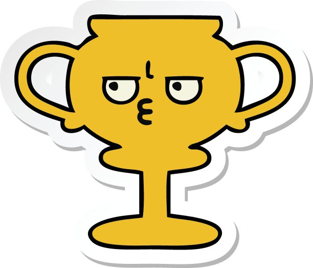 可爱的卡通奖杯贴纸图片下载