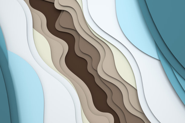 3d渲染，多层剪纸插图背景。图片下载