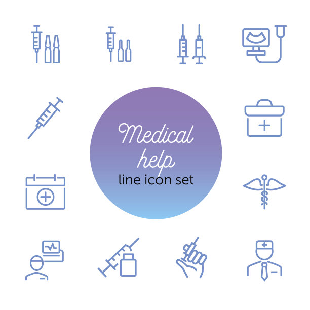 医疗帮助线图标设置。注射器、注射图片下载