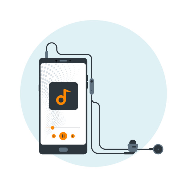 耳机，带耳机的手机，听音乐，欢快的歌曲播放列表，音乐播放器，立体声，耳塞，耳机，电线，音频设备，印刷布和封面图片下载