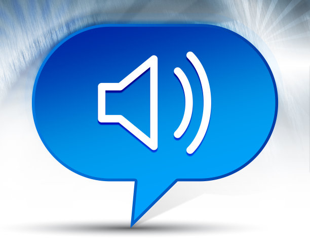 音量扬声器图标蓝色气泡背景图片下载