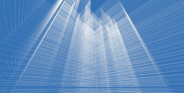 3D插图建筑透视线图片下载