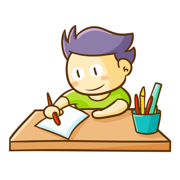 男孩在书桌上学习图片下载