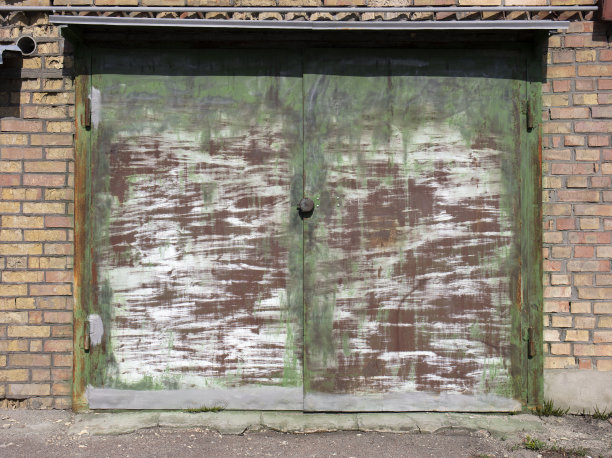 旧金属仓库门，机库，高分辨率照片图片下载