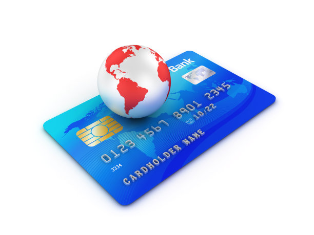 信用卡与全球世界- 3D渲染图片下载