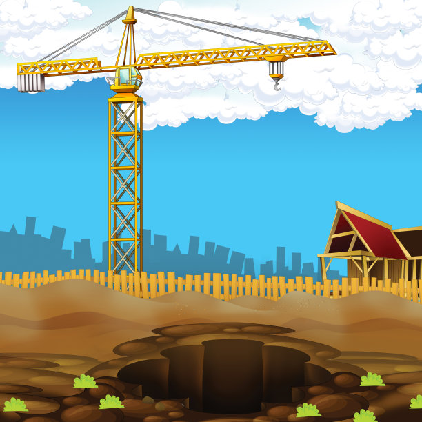卡通场景的施工现场，供不同用途图片下载