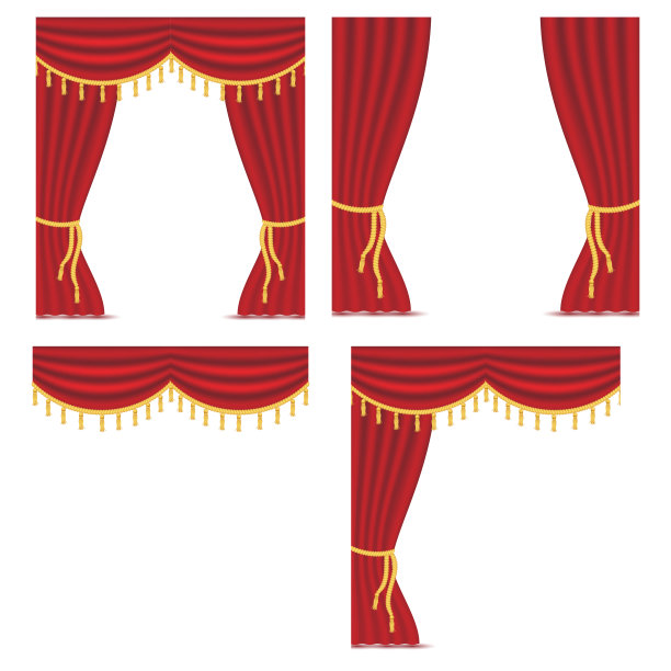 带有布帘的红色窗帘图片下载